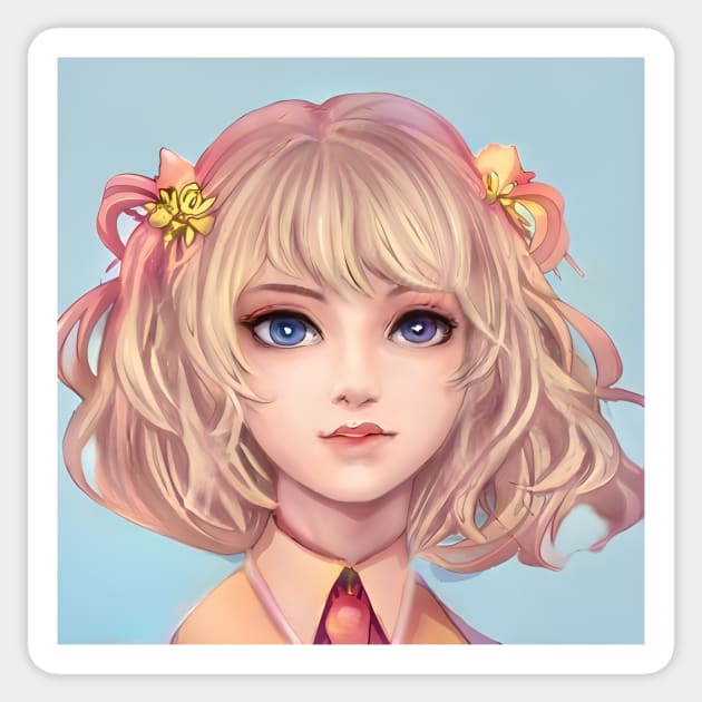Blonde Hair Anime Girl Sticker by animegirlnft